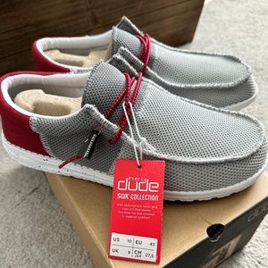 Mens Hey Dude Wally Funk Dark Gray Red.